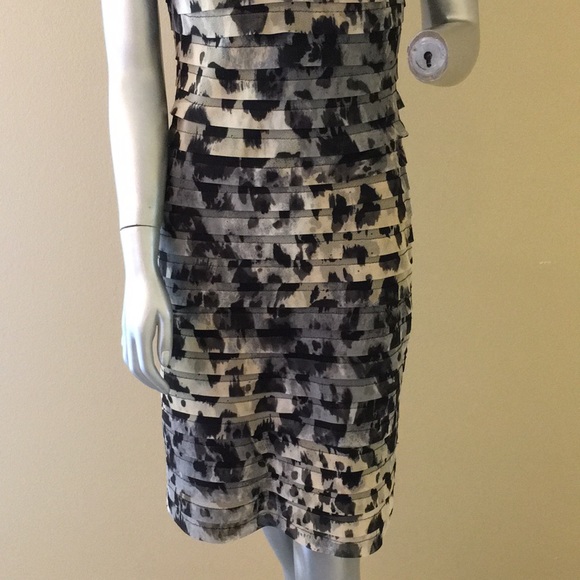 Adrianna Papell layered mesh leopard dress - Picture 3 of 10